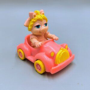 McDonalds Muppet Babies Miss Piggy Figure in Pink Convertible Car Happy Meal Toy